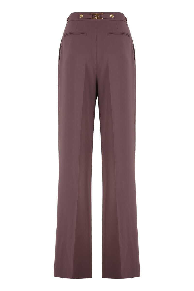 Pantaloni casual Elisabetta Franchi Elisabetta Franchi Pants In Crepe With Jewelry Accessory RED-PURPLE OR GRAPE Femei (BM 19431930) 2