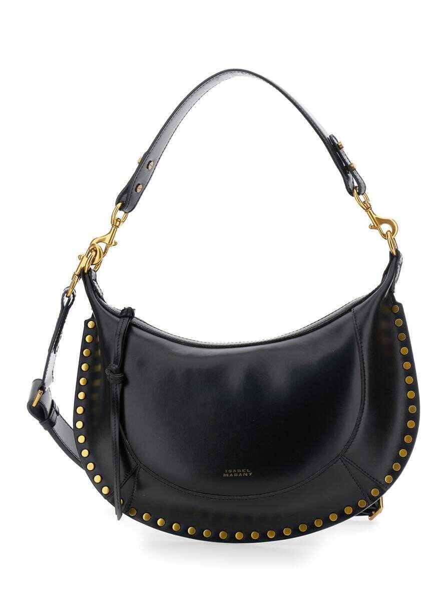 Genti de umar Isabel Marant Naoko Black Shoulder Bag With Embossed Logo Lettering On The Front And Removable Shoulder Strap In Leather Woman Black... (BM 19432023) 1