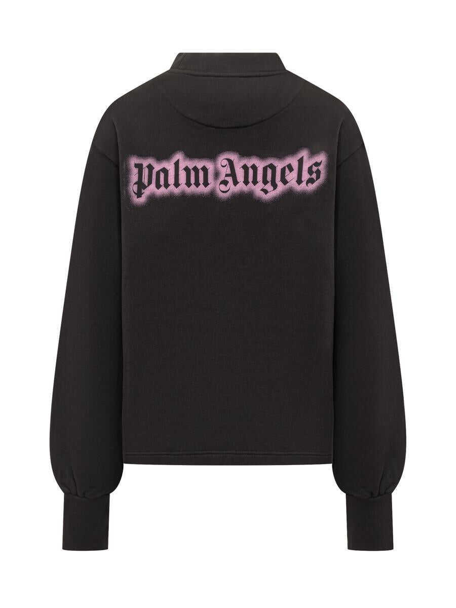 Pulovere Palm Angels Palm Angels Palm Angels Black Sweatshirt With Pink Embroidered Logo Black Femei (BM 19432029) 2