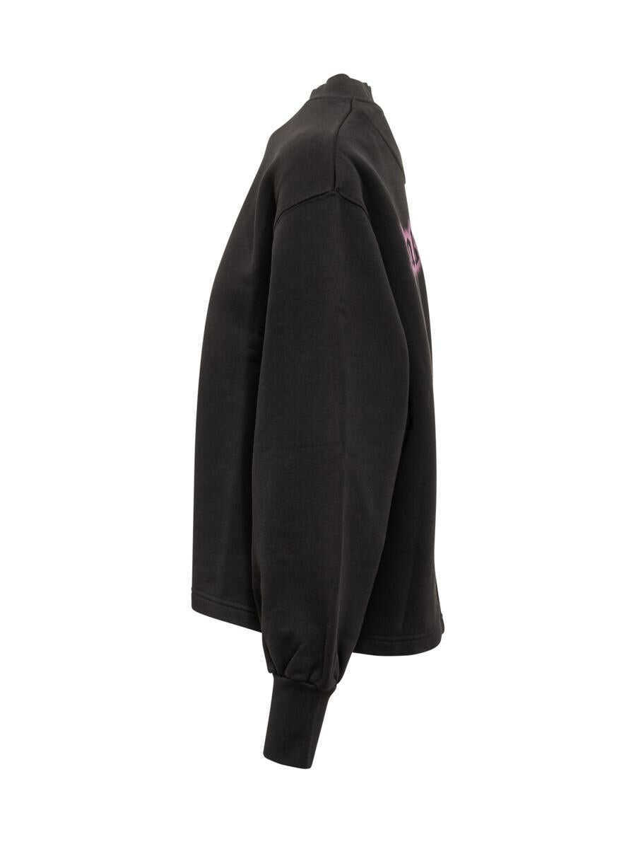 Pulovere Palm Angels Palm Angels Palm Angels Black Sweatshirt With Pink Embroidered Logo Black Femei (BM 19432029) 3