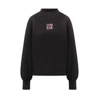 Pulovere Palm Angels Palm Angels Black Sweatshirt With Pink Embroidered Logo Femei