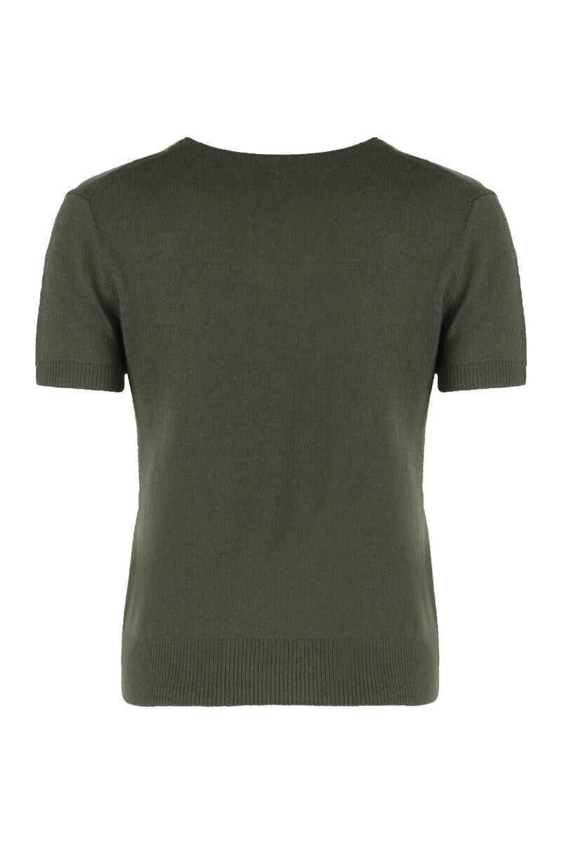 Pulovere Vince Vince Argyle Short-Sleeve Sweater In A Wool Blend GREEN Femei (BM 19432371) 2