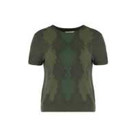 Pulovere Vince Argyle Short-Sleeve Sweater In A Wool Blend Femei