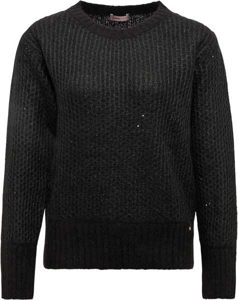 Pulovere casual Herno Metallic Effect Sequin Jersey BLACK Femei (BM 19432859) 1