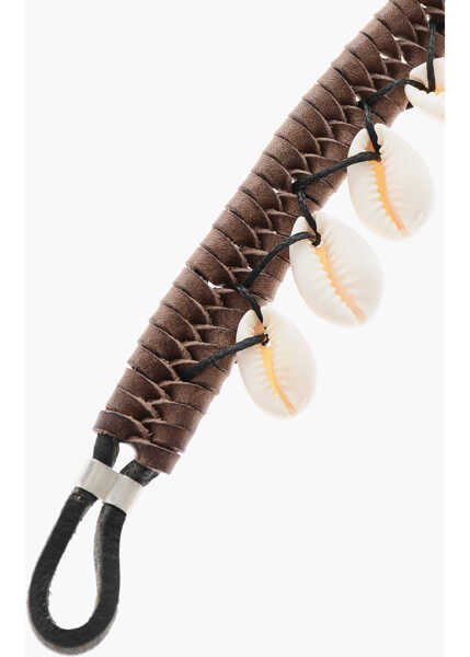 Bratari DSQUARED2 Leather Aloha Spirit Bracelet With Shells Brown Barbati (BM 19432898) 3