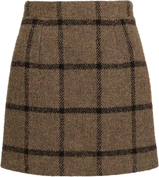 Fuste scurte Patou Windowpane Patterned Wool Blend Miniskirt Brown Femei (BM 19432949) 1