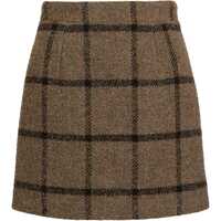 Fuste scurte Windowpane Patterned Wool Blend Miniskirt Femei