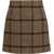 Patou Windowpane Patterned Wool Blend Miniskirt Brown