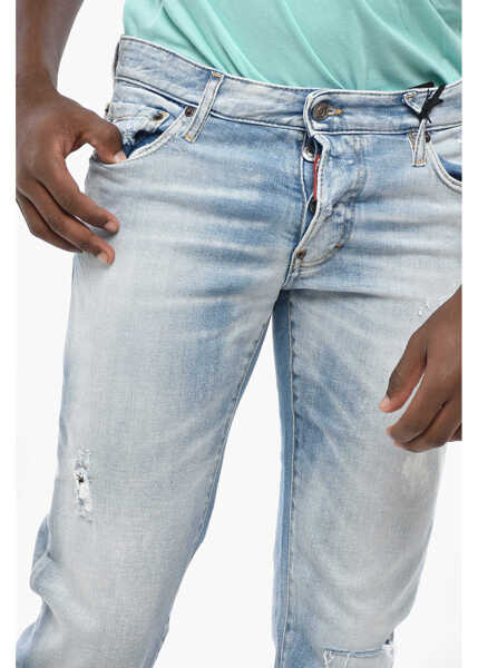 Blugi slim fit DSQUARED2 Vintage Effect Stretch Denim Slim Jeans 15Cm Blue Barbati (BM 19432952) 3