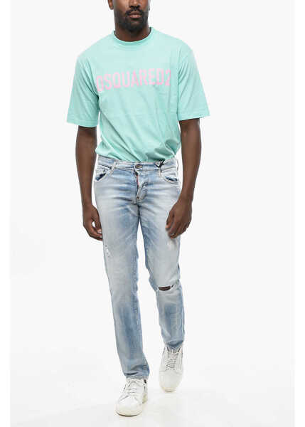 Blugi slim fit DSQUARED2 Vintage Effect Stretch Denim Slim Jeans 15Cm Blue Barbati (BM 19432952) 4