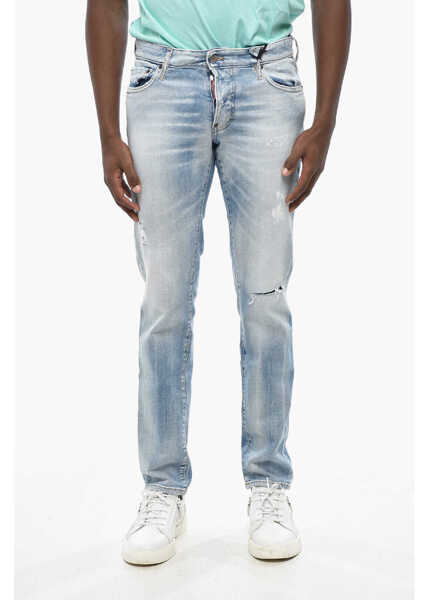 Blugi slim fit DSQUARED2 Vintage Effect Stretch Denim Slim Jeans 15Cm Blue Barbati (BM 19432952) 1