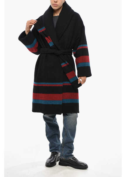 Paltoane Bacon Quilted Dada Wool Coat With Contrasting Bands Black Femei (BM 19432961) 4