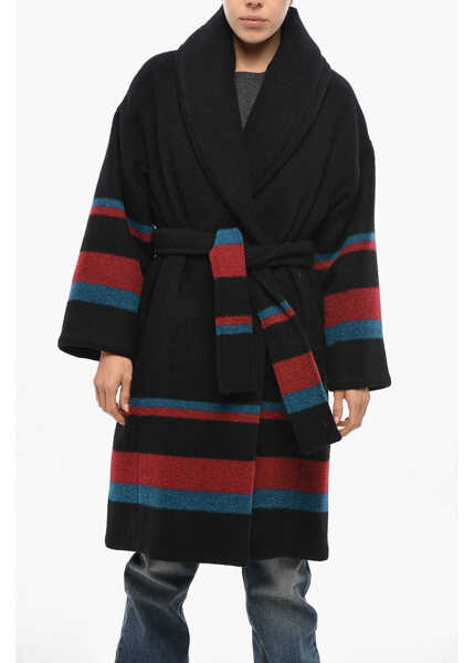 Paltoane Bacon Quilted Dada Wool Coat With Contrasting Bands Black Femei (BM 19432961) 1