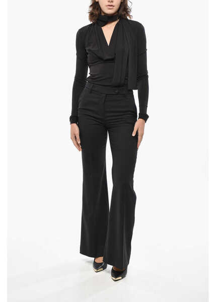 Pantaloni casual True Royal 4-Pocketed Bianca Twill Wool Blend Pants Black Femei (BM 19432970) 4