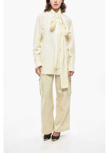 Bluze Givenchy Silk Tie-Neck Blouse Foulard Yellow Femei (BM 19432976) 4