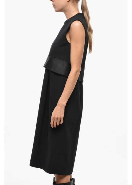 Rochii scurte Cline Sleeveless Midi Dress With Satin Detail Black Femei (BM 19432979) 2