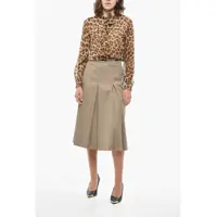 Fuste Céline Dama - Fuste lungi Cline Wool Pleated Midi Skirt With Logoed Detail Beige Femei (BM 19432985) - B-mall.ro