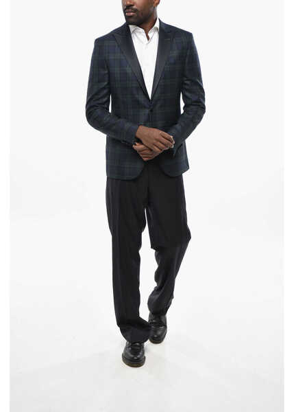 Sacouri CORNELIANI Cc Collection Virgin Wool Checked Re 2-Buttons Blazer Green Barbati (BM 19433000) 4