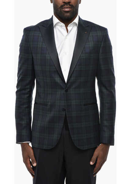Sacouri CORNELIANI Cc Collection Virgin Wool Checked Re 2-Buttons Blazer Green Barbati (BM 19433000) 1
