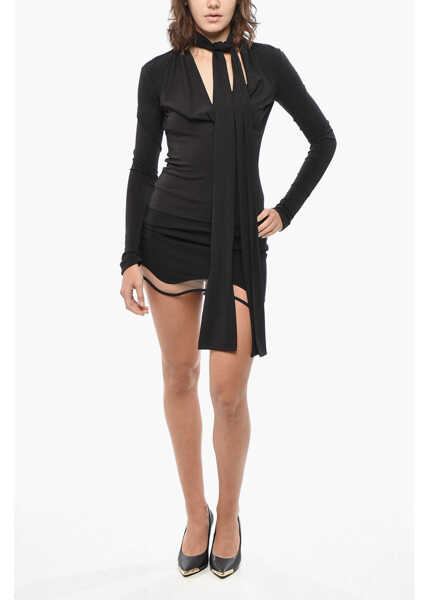 Bluze Blumarine Stretch Fabric Tie Neck Blouse Black Femei (BM 19433003) 4