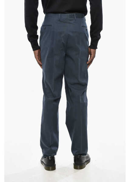 Pantaloni casual CORNELIANI Cc Collection Solid Color Cotton Pants Blue Barbati (BM 19433009) 4