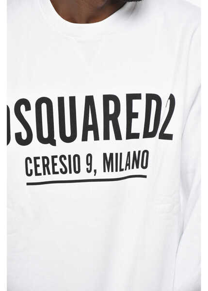Bluze de trening DSQUARED2 Solid Color Crew-Neck Sweatshirt With Contrasting Logo White Barbati (BM 19433015) 3