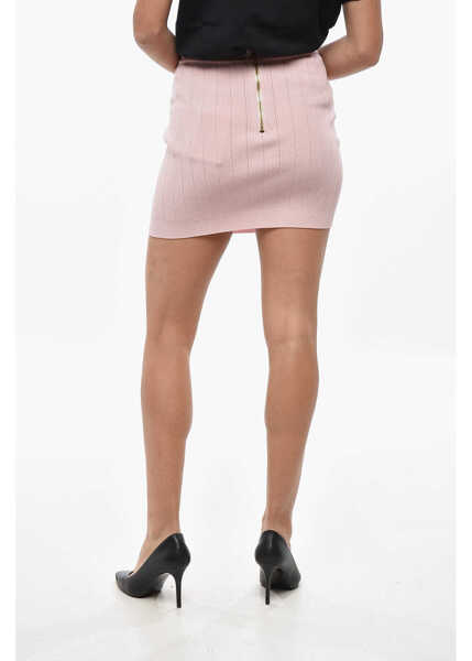 Fuste scurte Balmain Front Buttoned Knitted Miniskirt Pink Femei (BM 19433057) 2