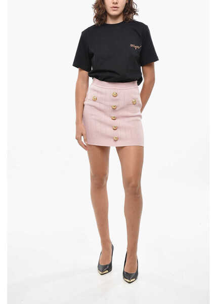 Fuste scurte Balmain Front Buttoned Knitted Miniskirt Pink Femei (BM 19433057) 4