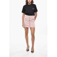 Fuste scurte Dama - Fuste scurte Balmain Front Buttoned Knitted Miniskirt Pink Femei (BM 19433057) - B-mall.ro