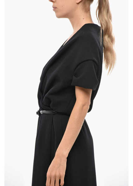 Rochii lungi Dior Dropped Shoulder Wrap Dress With Belt Black Femei (BM 19433060) 2