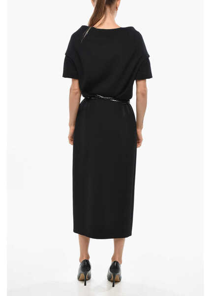 Rochii lungi Dior Dropped Shoulder Wrap Dress With Belt Black Femei (BM 19433060) 3