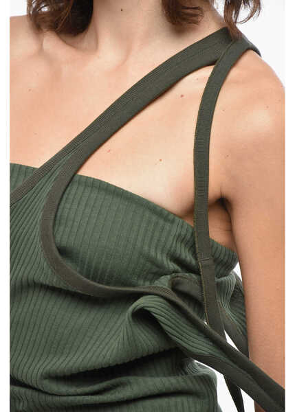 Bluze THE ATTICO Asymmetric Ribbed Cotton Blend Tank Top Military Green Femei (BM 19433063) 3