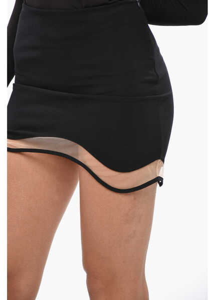 Fuste scurte NENSI DOJAKA See Through Detailed Heartbeat Miniskirt Black Femei (BM 19433069) 3