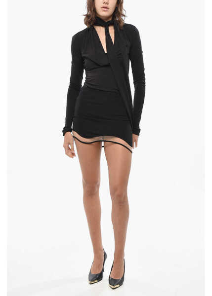 Fuste scurte NENSI DOJAKA See Through Detailed Heartbeat Miniskirt Black Femei (BM 19433069) 4