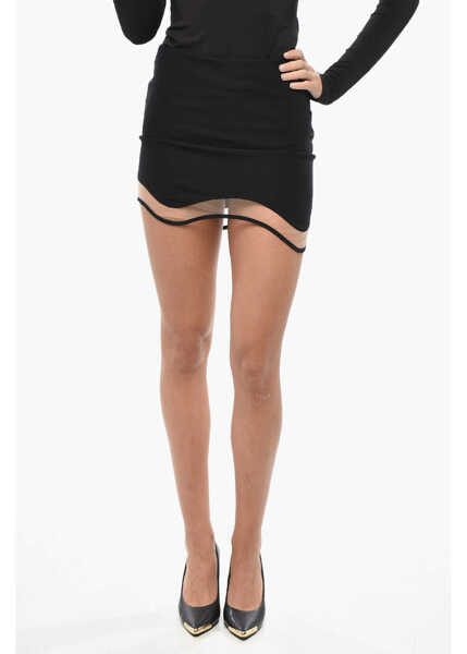 Fuste scurte NENSI DOJAKA See Through Detailed Heartbeat Miniskirt Black Femei (BM 19433069) 1