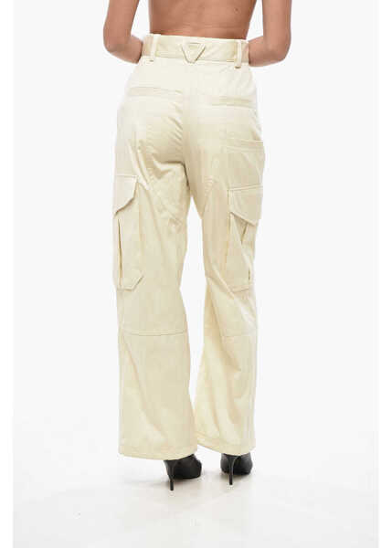 Pantaloni casual Bottega Veneta Cotton Blend Cargo Pants With Drawstringed Bottom Yellow Femei (BM 19433072) 2