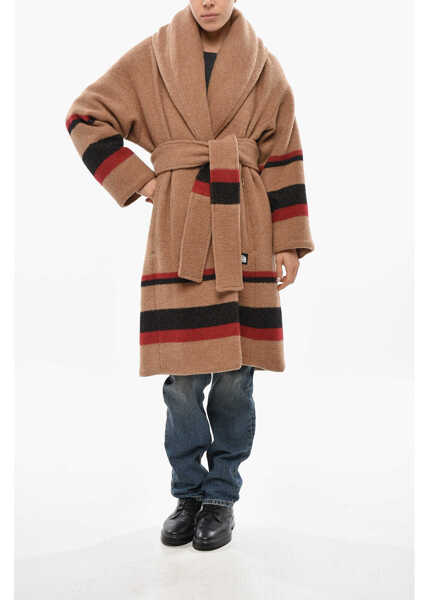 Paltoane Bacon Quilted Dada Wool Coat With Contrasting Bands Beige Femei (BM 19433075) 4