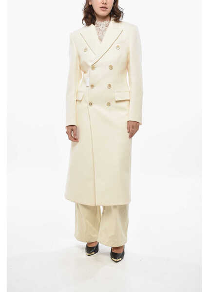 Paltoane WARDROBE.NYC Double-Breasted Virgin Wool Coat White Femei (BM 19433078) 4