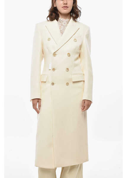 Paltoane WARDROBE.NYC Double-Breasted Virgin Wool Coat White Femei (BM 19433078) 1