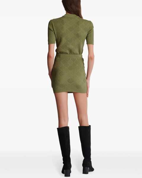 Fuste scurte Balmain Knitted Miniskirt With Logoed Buttons Military Green Femei (BM 19433081) 4