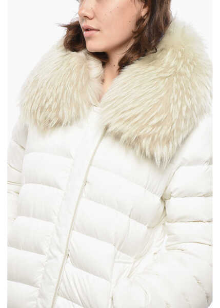 Geci de iarna Moorer Quilted Camelia Down Jacket With Fur Collar White Femei (BM 19433084) 3