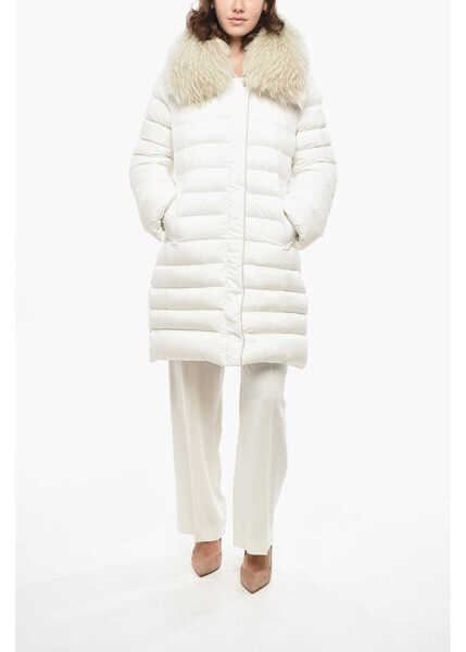Geci de iarna Moorer Quilted Camelia Down Jacket With Fur Collar White Femei (BM 19433084) 4