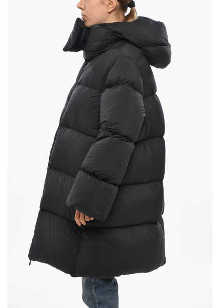 Geci de iarna Bacon Collar-Shaped Hood Storm Down Jacket Black Femei (BM 19433090) 2