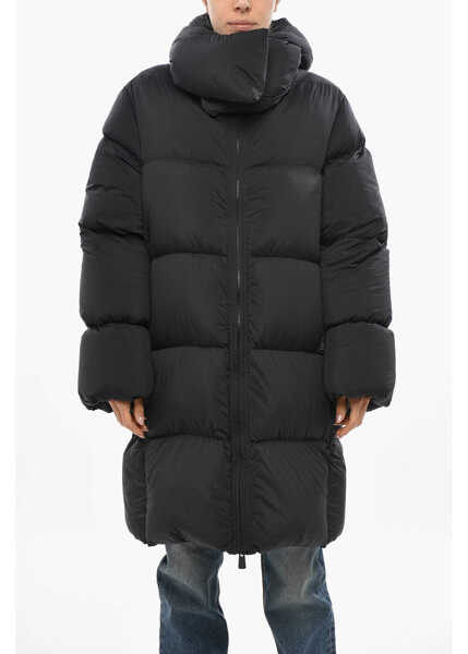 Geci de iarna Bacon Collar-Shaped Hood Storm Down Jacket Black Femei (BM 19433090) 1