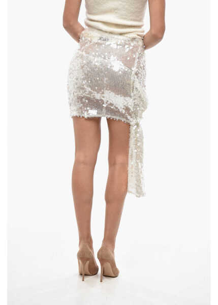 Fuste scurte COPERNI Sequined Miniskirt With Knotted Detail White Femei (BM 19433102) 2