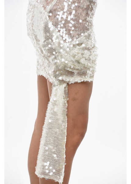 Fuste scurte COPERNI Sequined Miniskirt With Knotted Detail White Femei (BM 19433102) 3