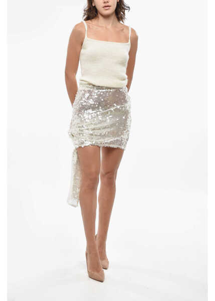 Fuste scurte COPERNI Sequined Miniskirt With Knotted Detail White Femei (BM 19433102) 4