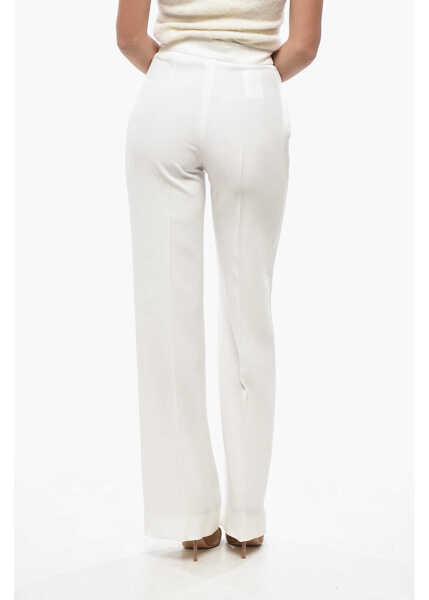 Pantaloni casual Alberta Ferretti Single-Pleated Palazzo Pants With Side Satin Bands White Femei (BM 19433111) 2