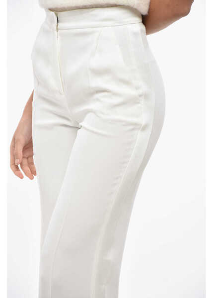 Pantaloni casual Alberta Ferretti Single-Pleated Palazzo Pants With Side Satin Bands White Femei (BM 19433111) 3