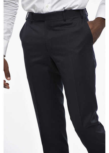 Pantaloni eleganti CORNELIANI Virgin Wool Pants With Hidden Closure Blue Barbati (BM 19433120) 3